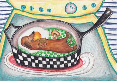 RL Art NZ - The Cozy Bed For Dachshund - Funny Wiener Sausage Dog thumb