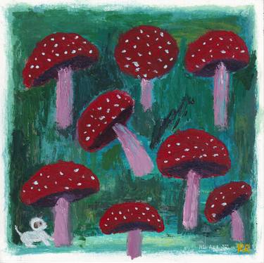 RL Art NZ - Chaf In The Toadstool Forest - Cute Dog Illustration thumb