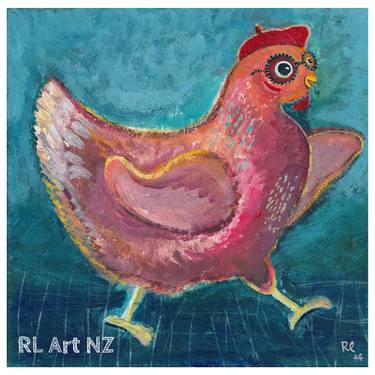 RL Art NZ - Margot the Parisian Hen - Cute Chicken Illustration thumb