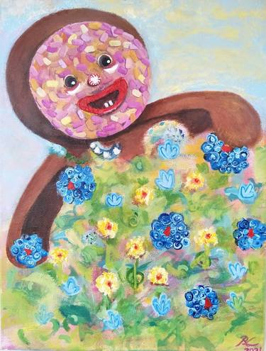 RL Art NZ - Gentle Little Gingie - Gingerbread Man Cookie Flowers thumb
