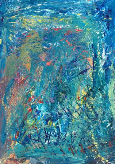 RL Art NZ - The Face of the Blue Forest Abstract Acrylic Painting thumb