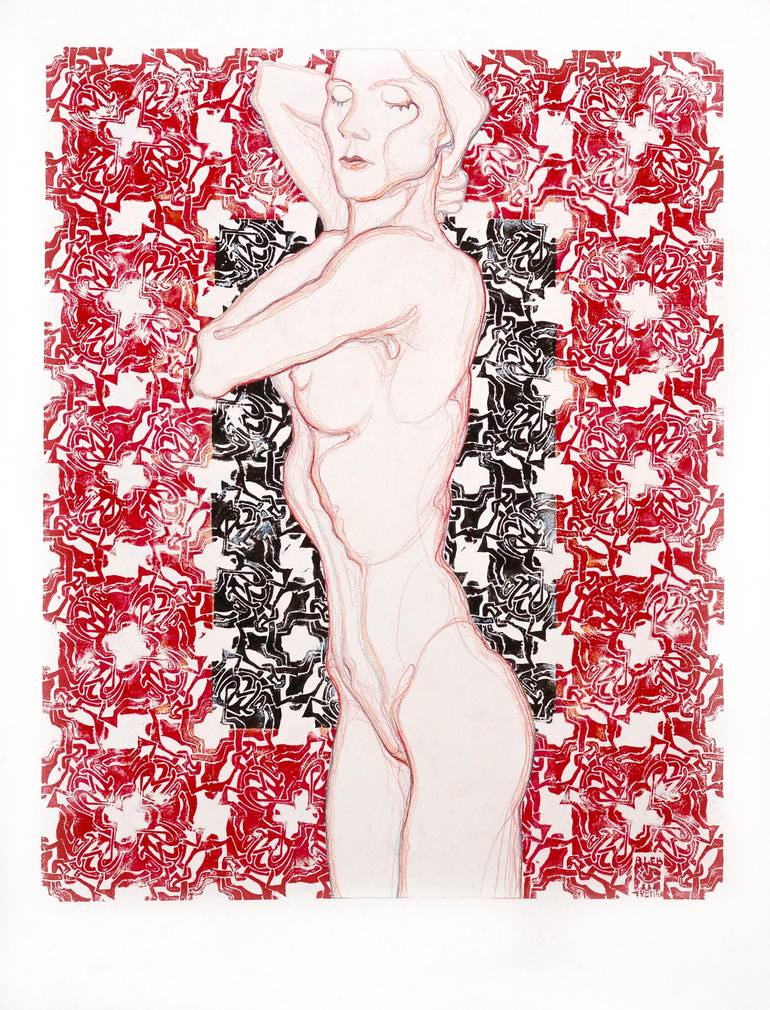Original Pop Art Nude Painting by Alek Tretiak