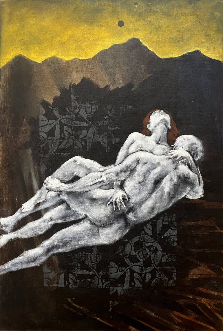 Portrait of a naked couple (60/40) (Midnight unity) Painting by Alek  Tretiak | Saatchi Art