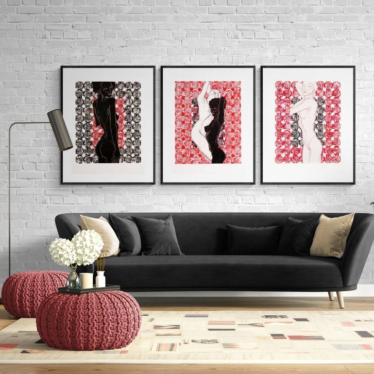 Original Art Deco Women Drawing by Alek Tretiak