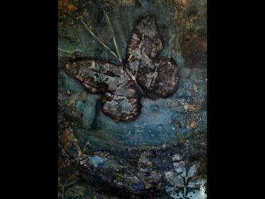Butterfly 2: cyanotype and eco print on watercolor paper thumb