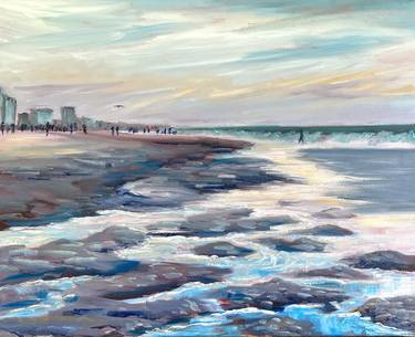 Original Expressionism Beach Painting by Sophie  Dare