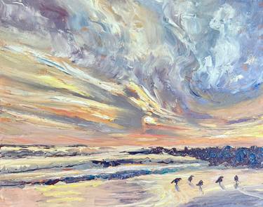 Original Impressionism Beach Painting by Sophie  Dare