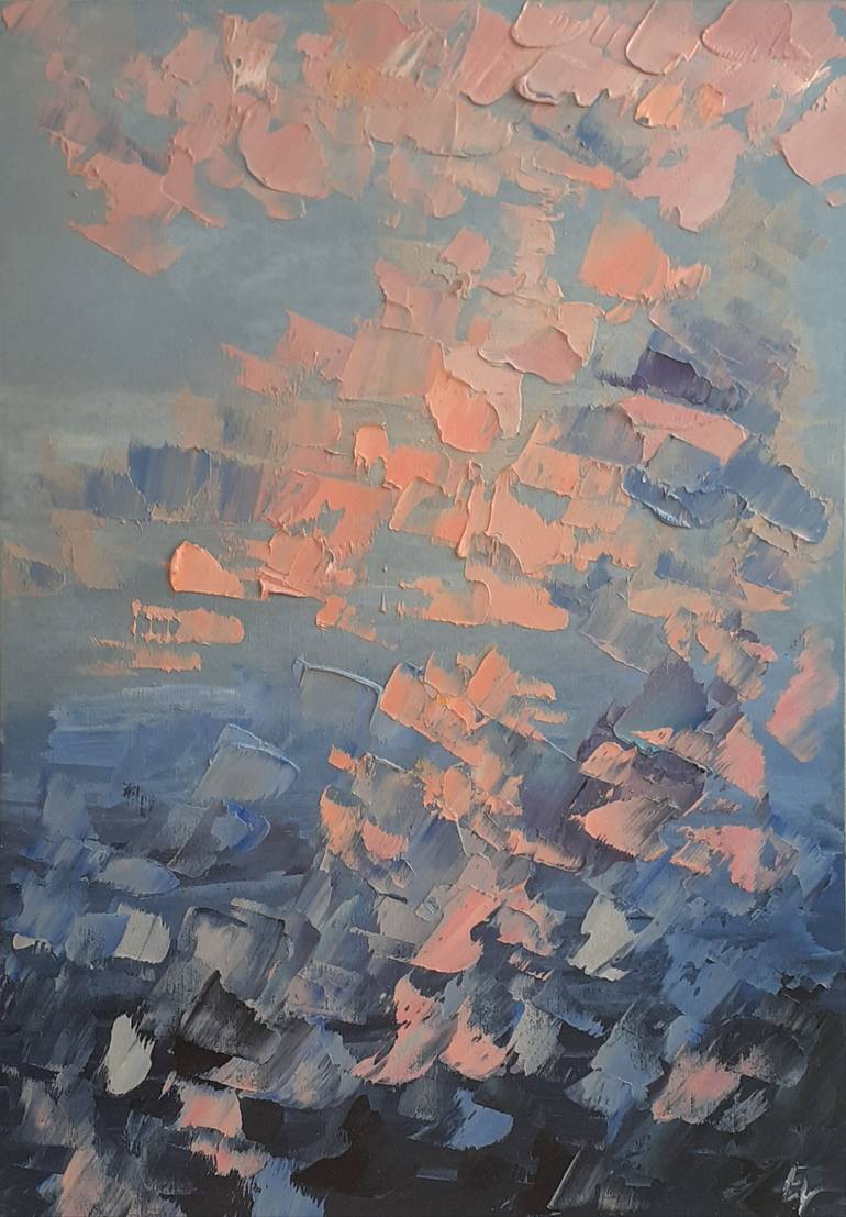 PINK GREY ABSTRACT - Oil Painting on Canvas Sunset Clouds Wall Art Living  Room Wall Art Hand-painted Heavy Textured Impasto Painting Painting by  Elena Vik | Saatchi Art