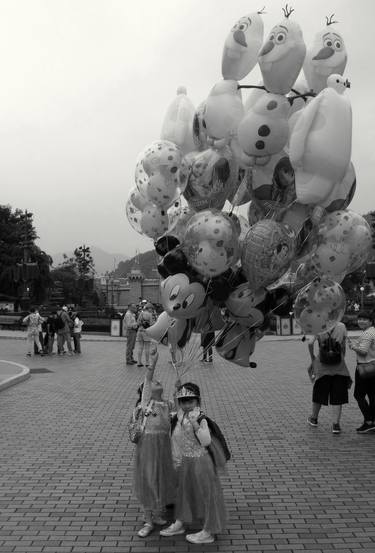Two Young Girls with Balloons thumb