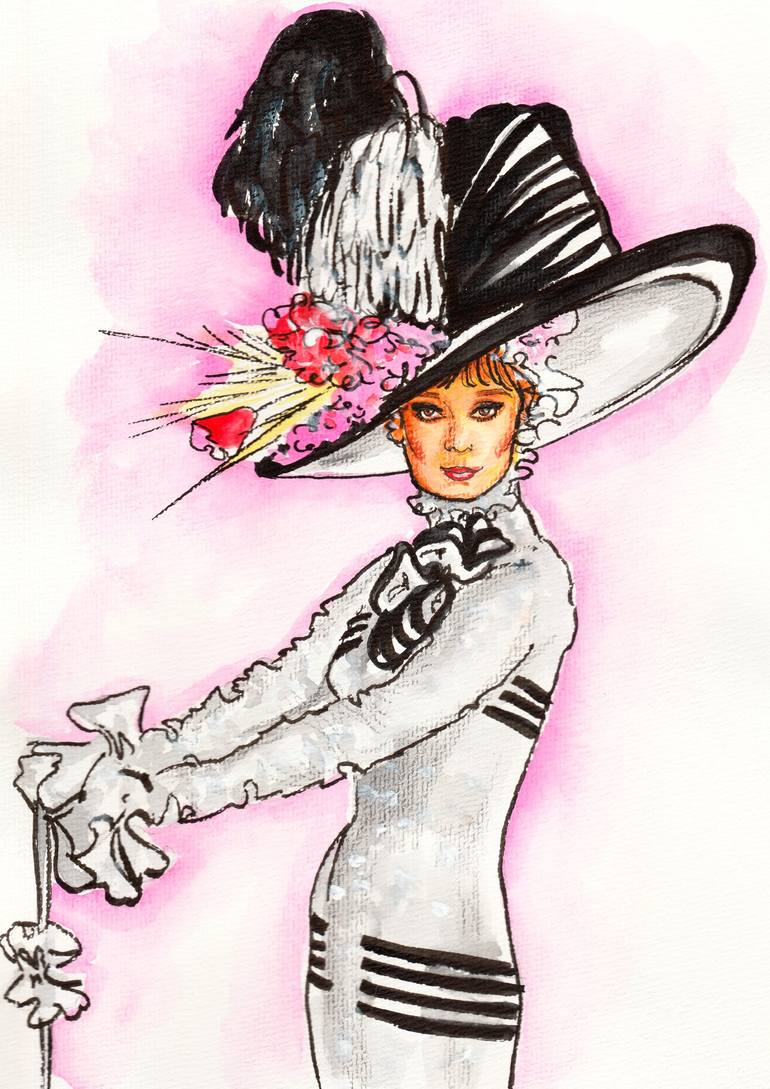 5 Portraits, Audrey Hepburn, My Fair Lady, Eliza Doolittle, Sabrina, Drawing, Illustration, Digital Download, Printable Art outlet INSTANT DOWNLOAD