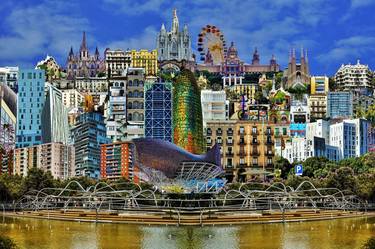 Original Abstract Expressionism Architecture Collage by Gaudi C