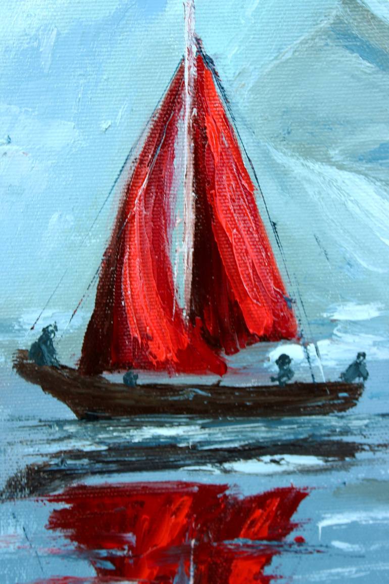 Original Sailboat Painting by Tetiana Teresh