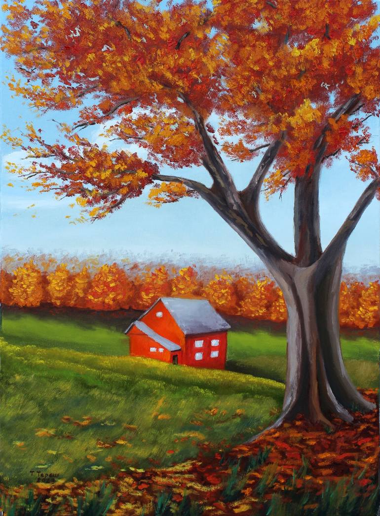 Popular Original oil painting, Ukrainian artist, Landscape, Autumn, Original Artwork