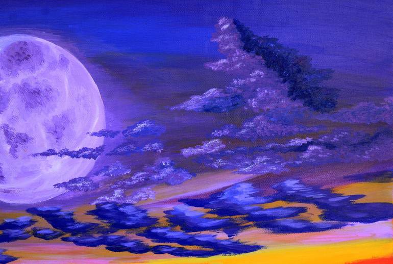 Purple Moon Painting by Tetiana Teresh | Saatchi Art