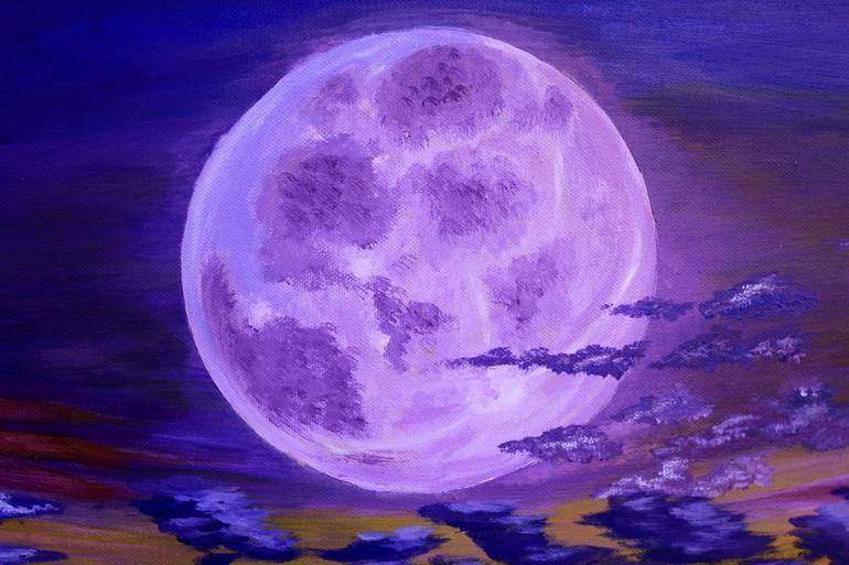 Purple Moon Painting by Tetiana Teresh | Saatchi Art