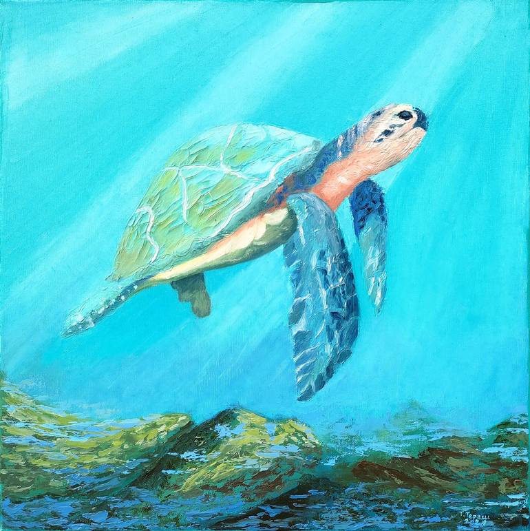 A Sea Turtle Painting by Tetiana Teresh | Saatchi Art