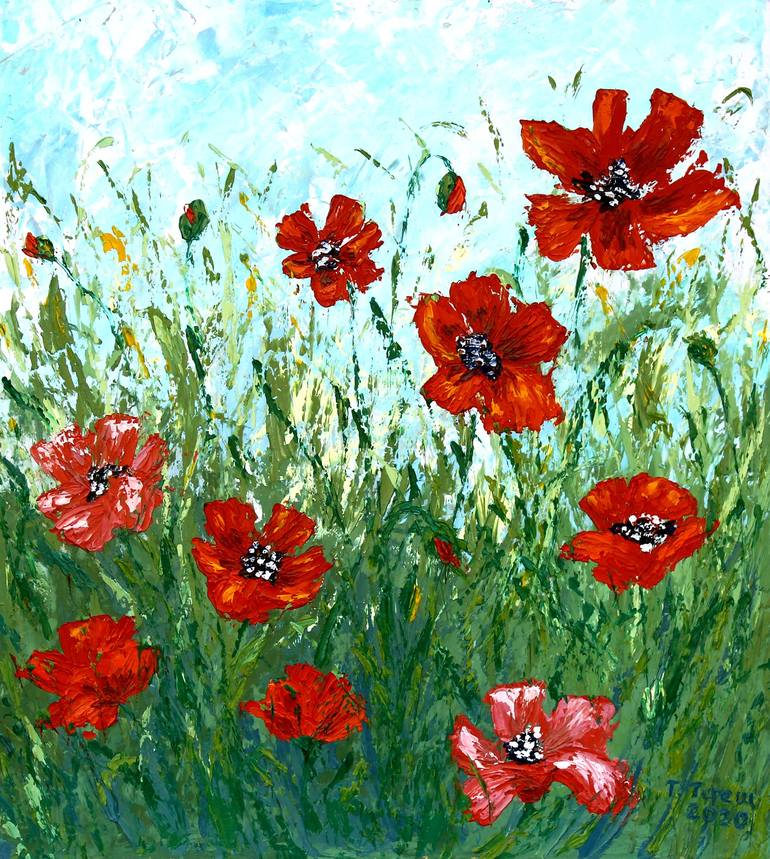 Red Poppies Painting by Tetiana Teresh | Saatchi Art