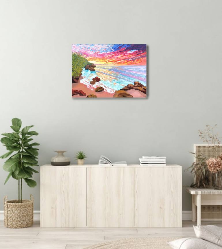 Original Abstract Expressionism Beach Painting by Tetiana Teresh