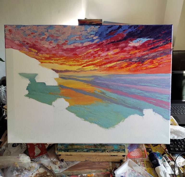 Original Abstract Expressionism Beach Painting by Tetiana Teresh