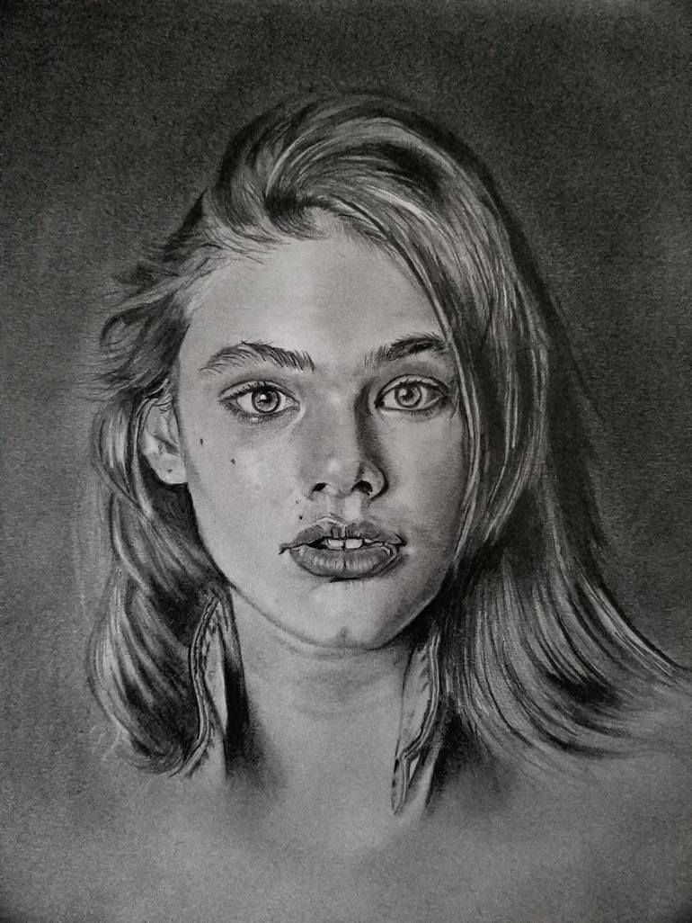 Beautiful girl pencil drawing Drawing by Covet Javelin