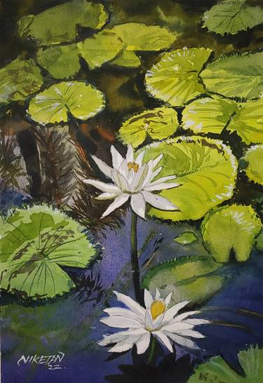 Saatchi Art Artist Niketan Bhalerao; Paintings, “Water Lilies” #art