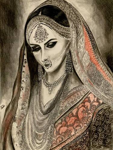 pencil sketches of indian wedding dresses