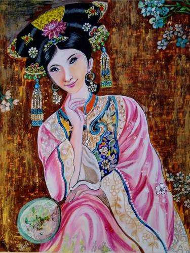 Original Portraiture Women Paintings by Juli Bhowmik