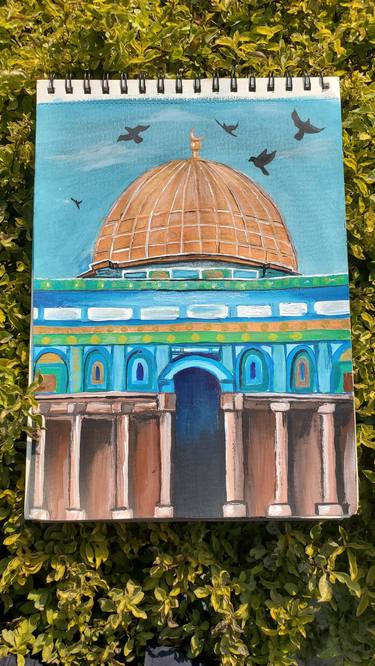 dome of the rock acrylic painting 13 by 16 inches thumb
