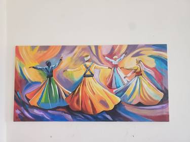 Original Art Deco Abstract Painting by Fatima Anwar