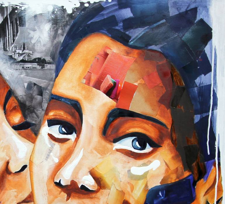 Original Figurative Portrait Collage by Nathalie Lemaitre