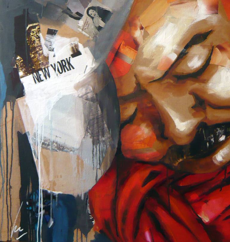 Original Expressionism People Painting by Nathalie Lemaitre