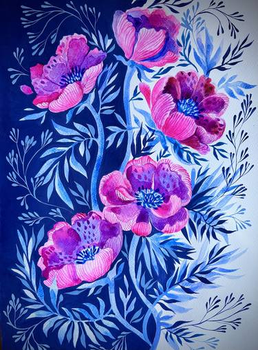 Original Illustration Floral Paintings by Ella Jensen