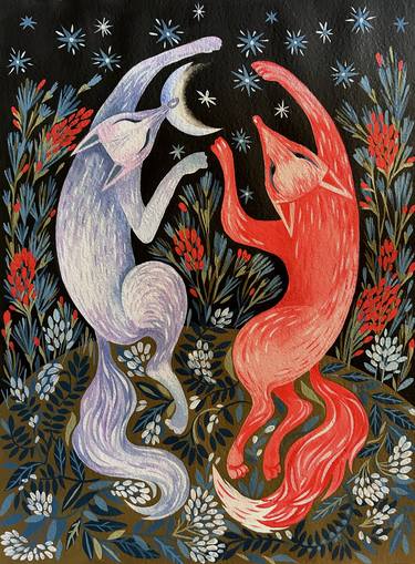 Original Folk Animal Paintings by Ella Jensen