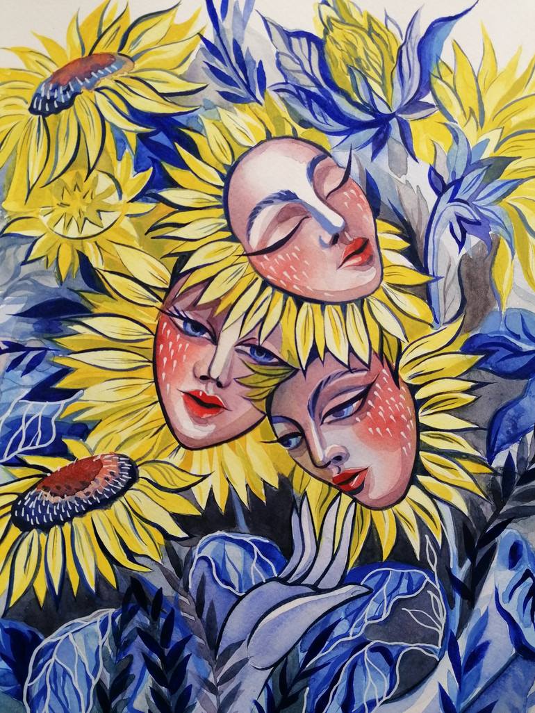 Original Surrealism Floral Painting by Ella Jensen