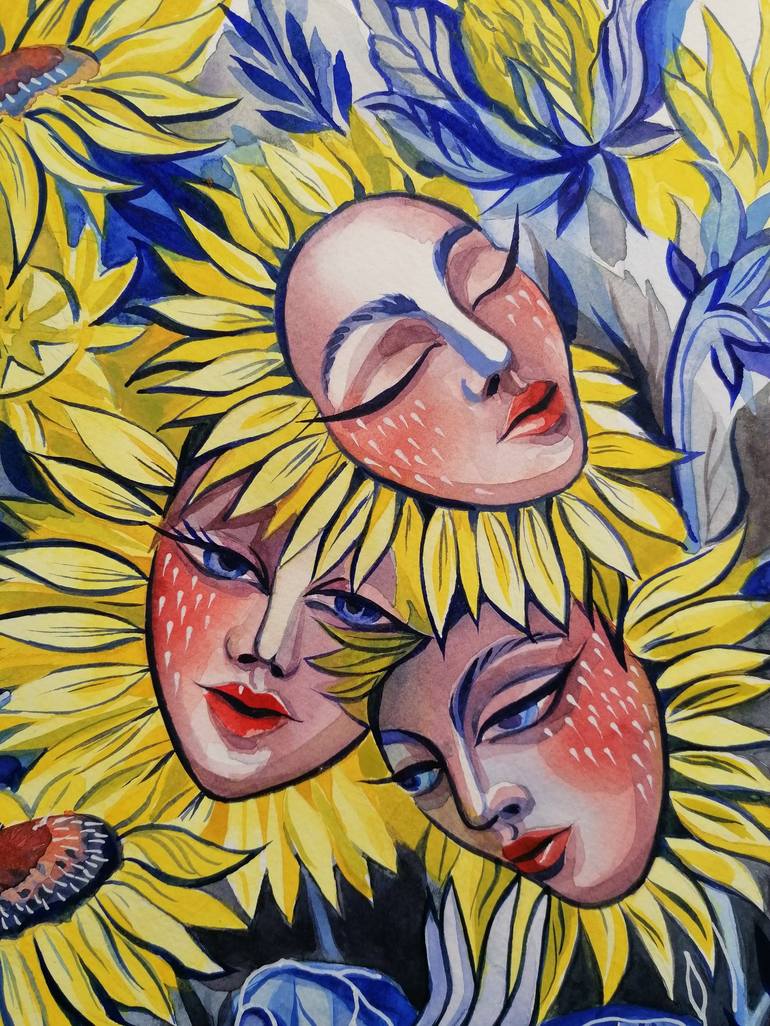 Original Surrealism Floral Painting by Ella Jensen