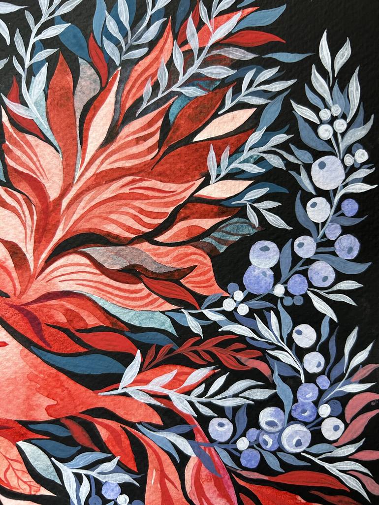 Original Folk Floral Painting by Ella Jensen