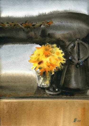 Marigolds in sewing 1 - watercolor thumb