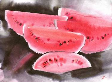 Watermelon slices - watercolor thumb