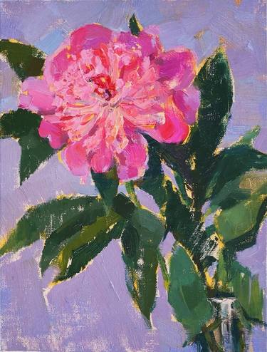 Pink peony - oil on canvas thumb