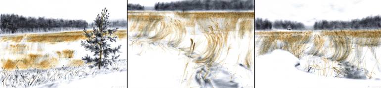 Original Figurative Landscape Drawing by Sofija Maliukova