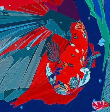 Original Abstract Expressionism Fish Paintings by Lucy K