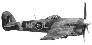 Hawker Typhoon MK1B of 128 Sqn RAF 'In Flight Study' thumb