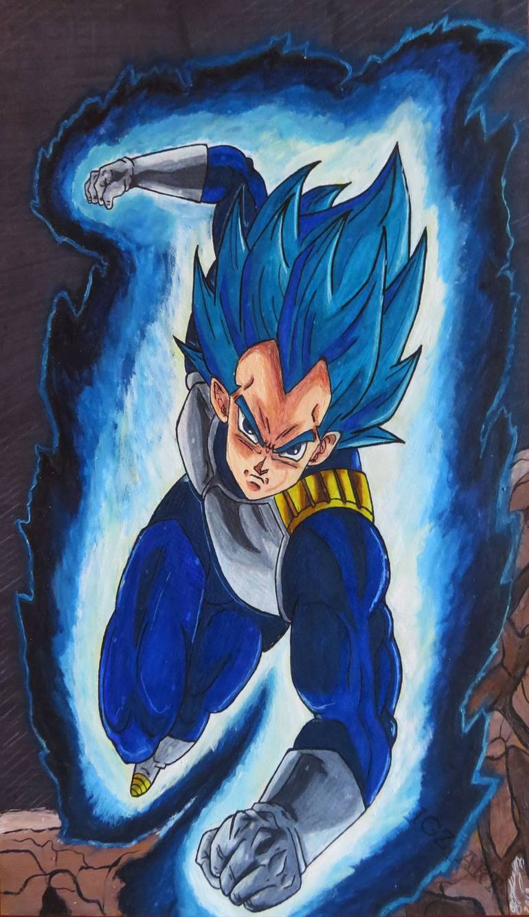 How to draw Vegeta Super Sayian Blue - Step by Step