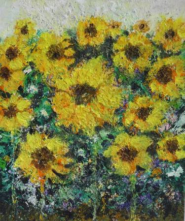 Sunflower Field Impasto Oil painting thumb