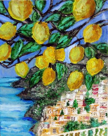 Amalfi Coast With Lemon Tree Oil Painting thumb