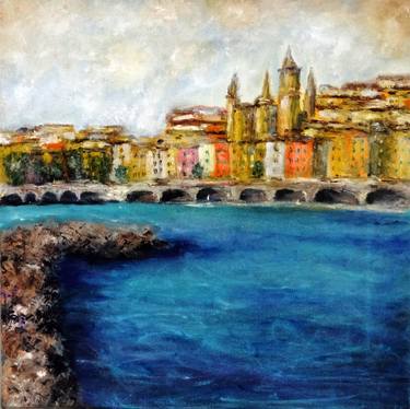 Menton Seascape Original Oil Painting thumb