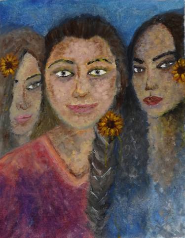 Friends - Portraits of Three Females Oil Painting thumb