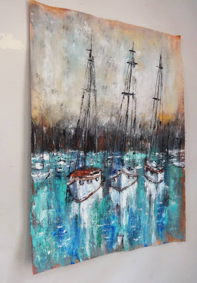 Original Boat Painting by Indrani Ghosh