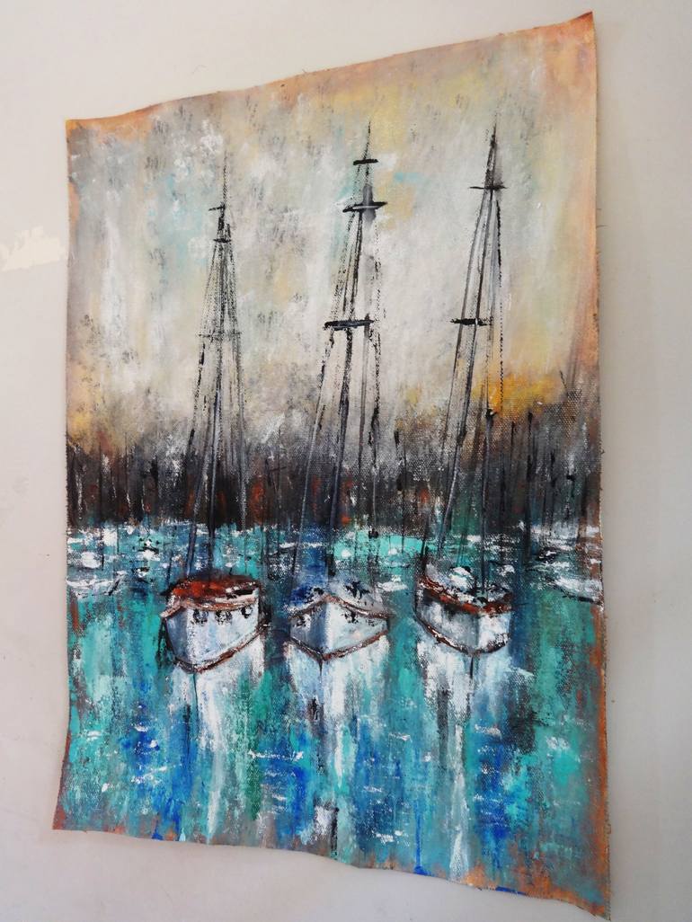 Original Boat Painting by Indrani Ghosh