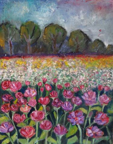 Wild Flower Meadow Oil Painting thumb